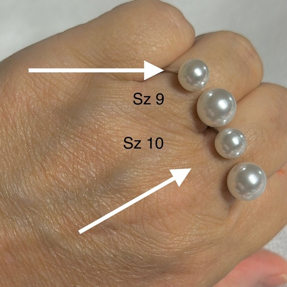 DOUBLE PEARL 925 STERLING SILVER RING 8 and up - Picture 3 of 9